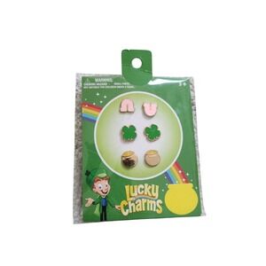 Lucky Charms Cereal Stud Earring Set 3 Pairs Horseshoe Clover Pot of Gold NEW